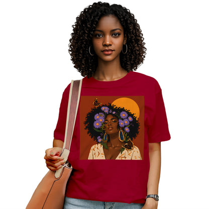 Aster Bloom Afro Goddess T-Shirt