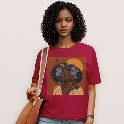 Aster Bloom Afro Goddess T-Shirt