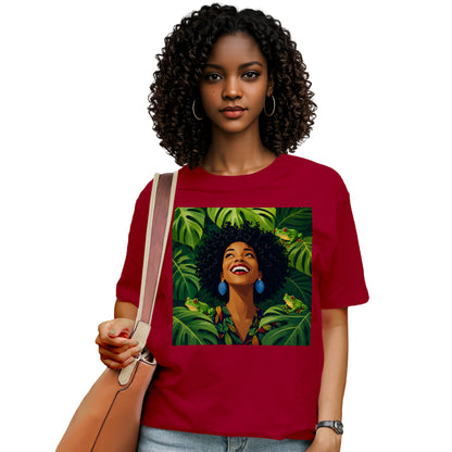 Tropical Frog Afro Queen T-Shirt