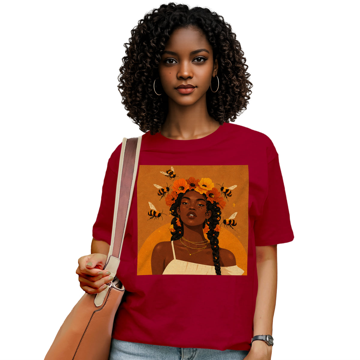 Honey Blossom Afro Goddess T-Shirt