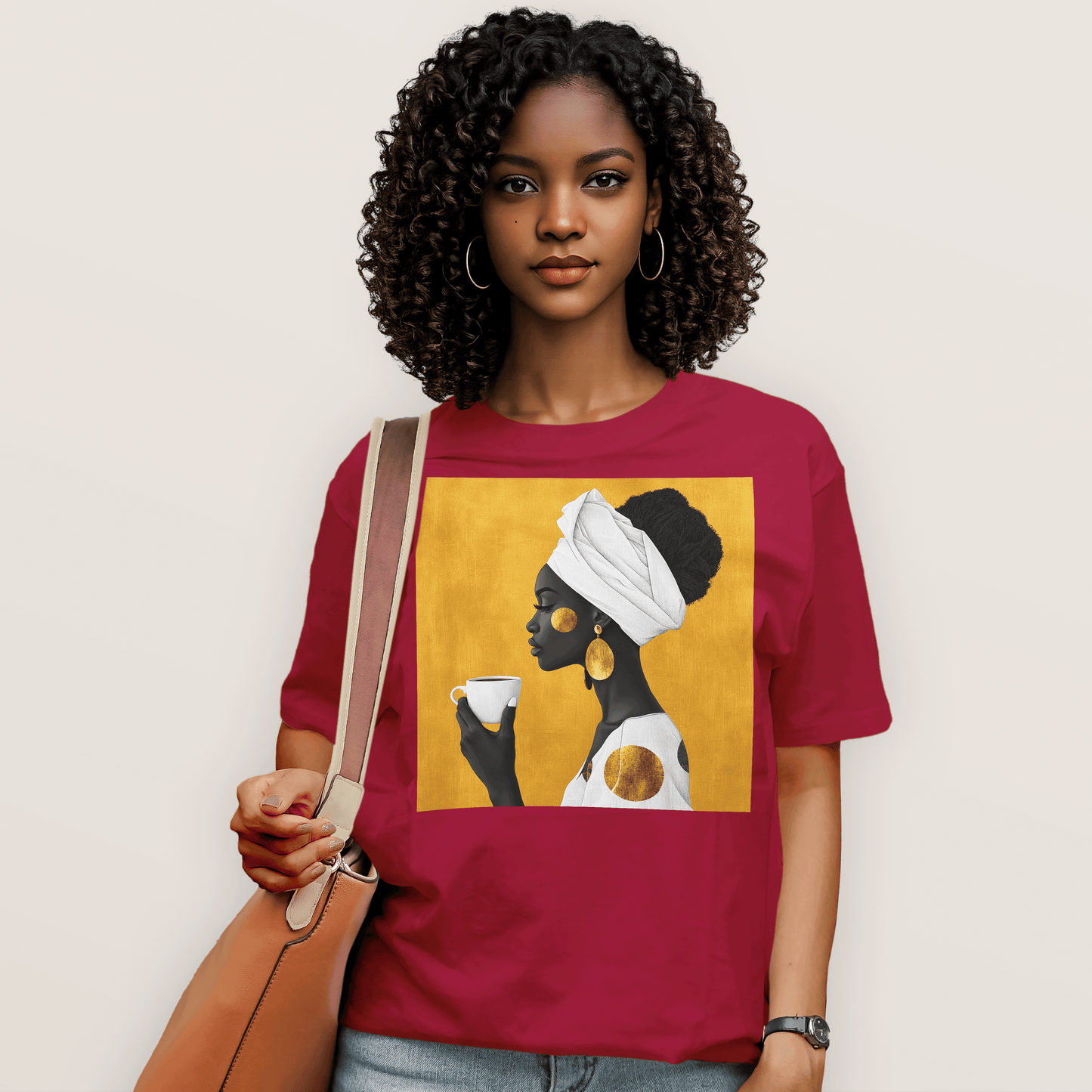 She Sips in Gold T-Shirt