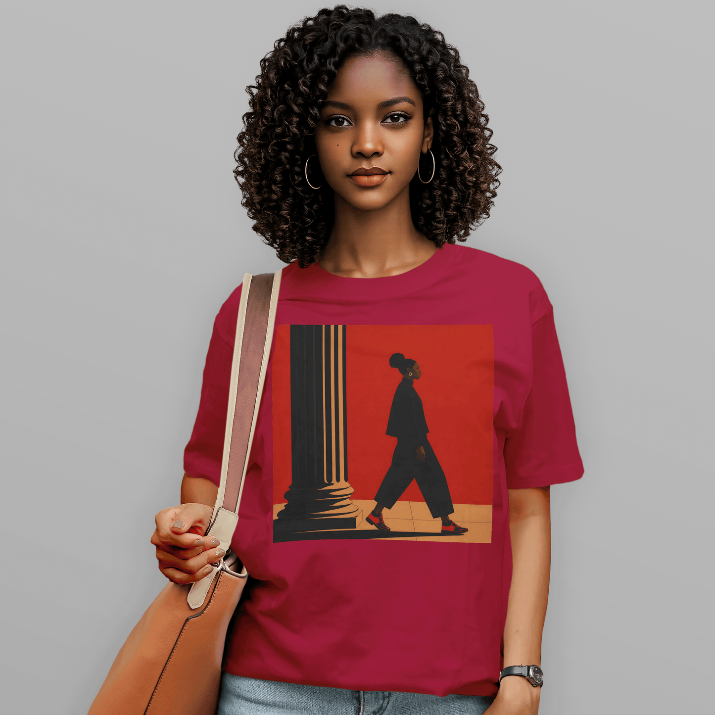 Afrocentric Black Girl Walking Melanin Travels Fashion T-Shirt