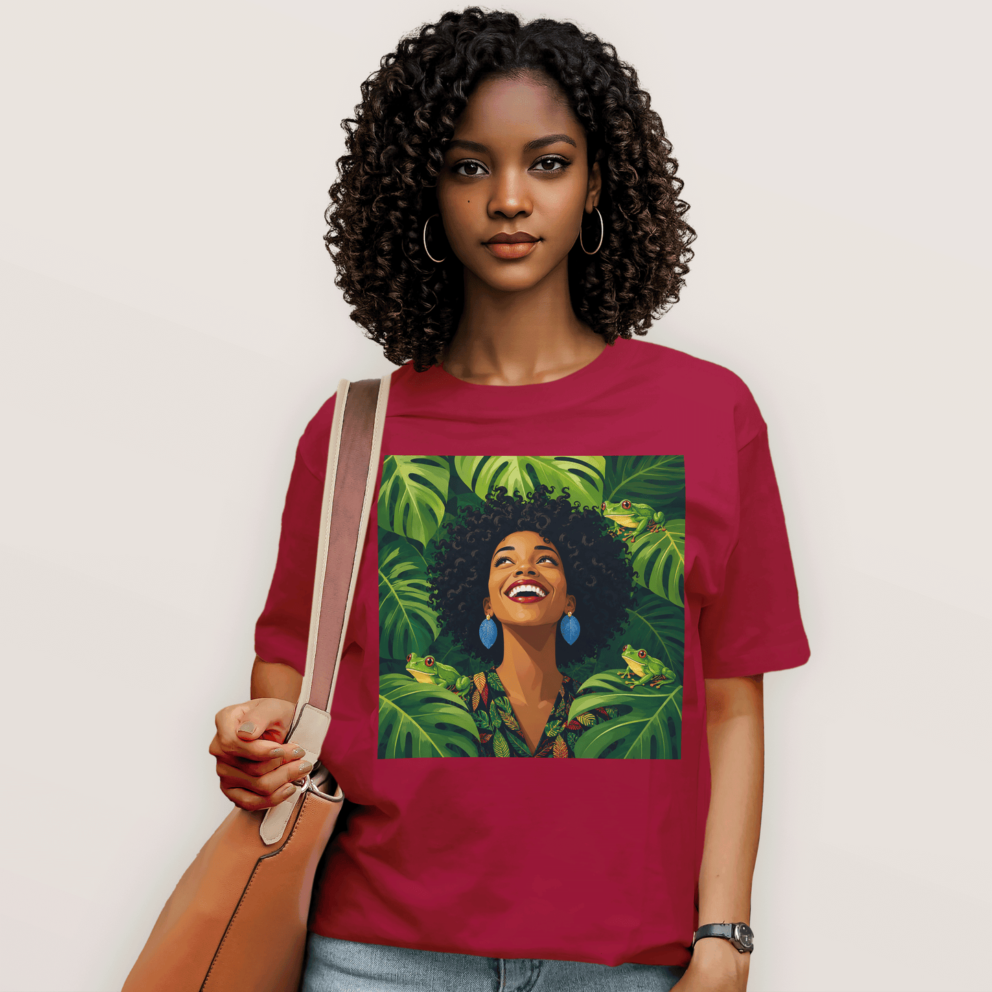 Tropical Frog Afro Queen T-Shirt