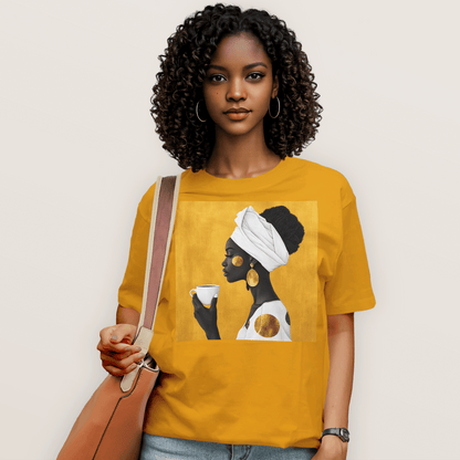 She Sips in Gold T-Shirt