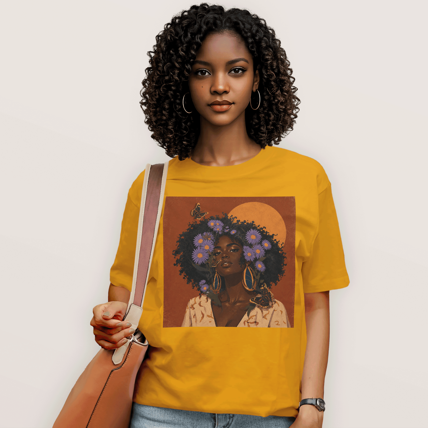 Aster Bloom Afro Goddess T-Shirt