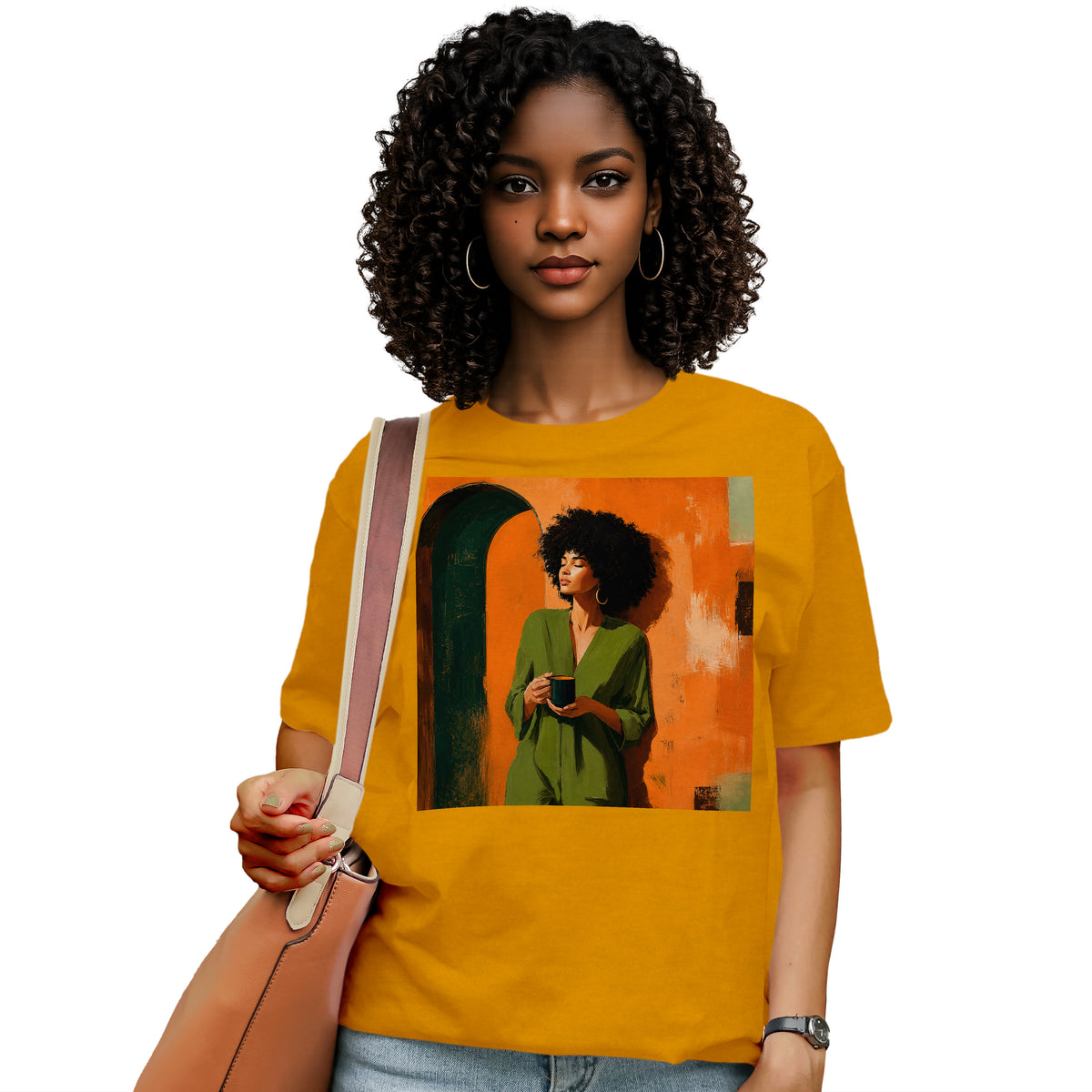 Black Woman Morning Coffee T-Shirt
