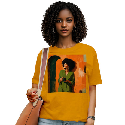 Black Woman Morning Coffee T-Shirt