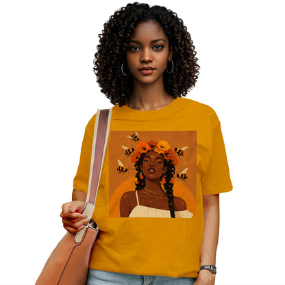 Honey Blossom Afro Goddess T-Shirt