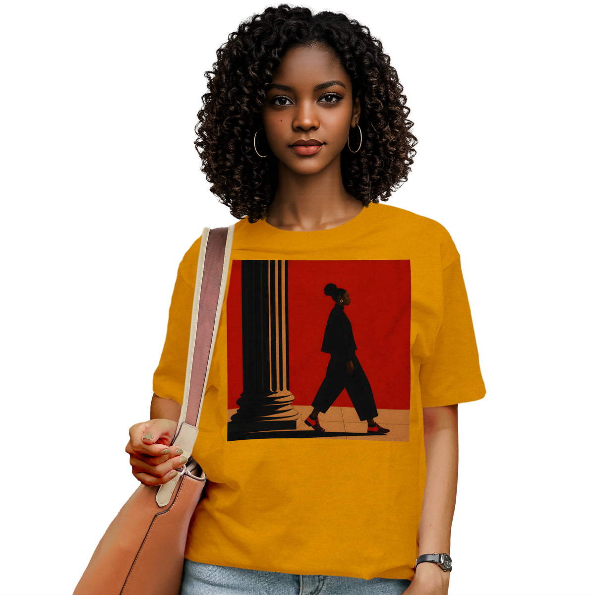 Afrocentric Black Girl Walking T-Shirt
