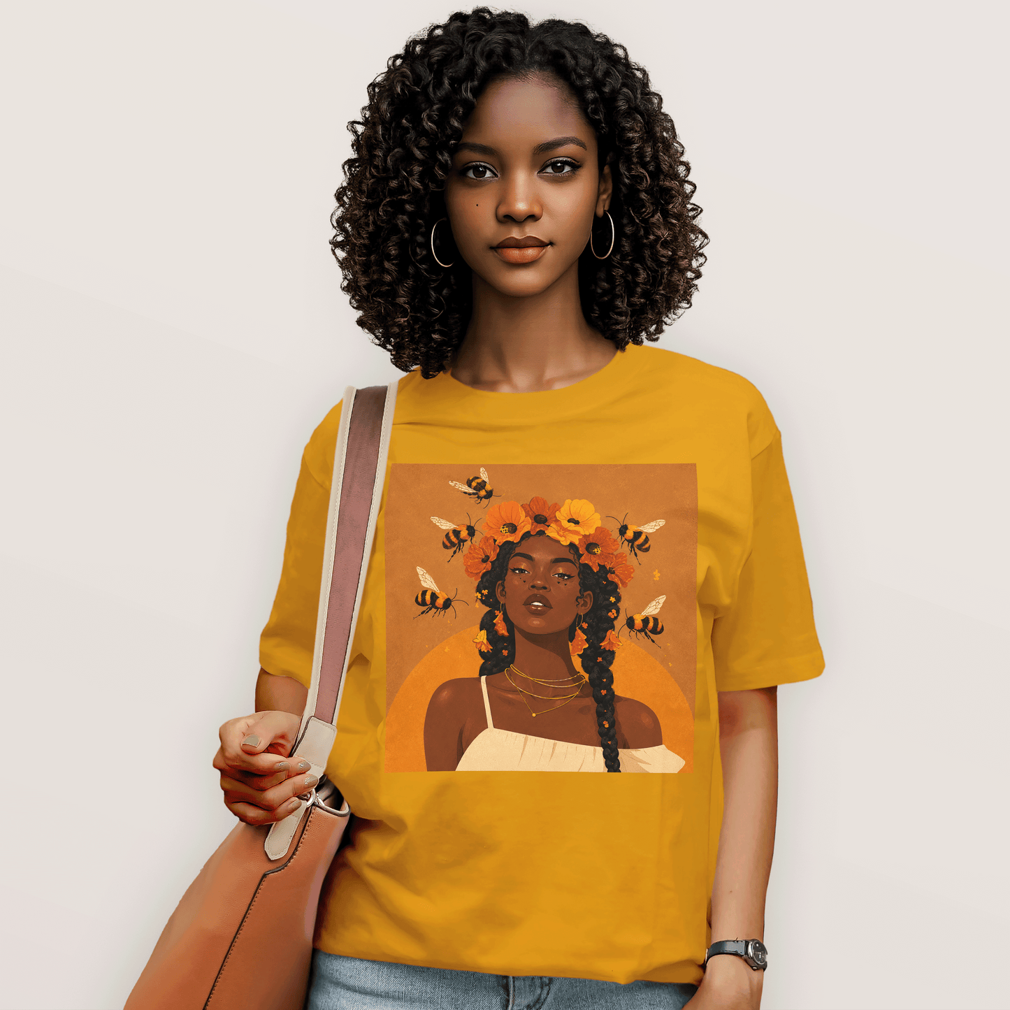Honey Blossom Afro Goddess T-Shirt