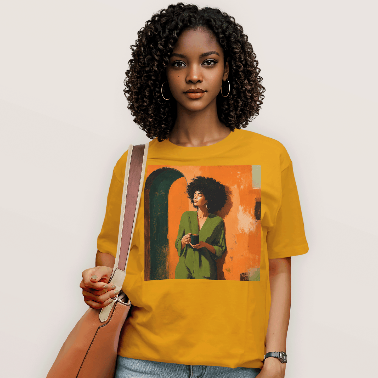 Black Woman Morning Coffee T-Shirt