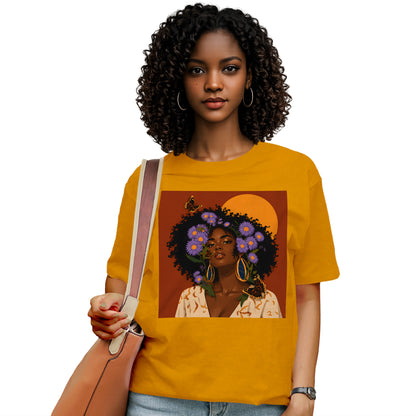 Aster Bloom Afro Goddess T-Shirt