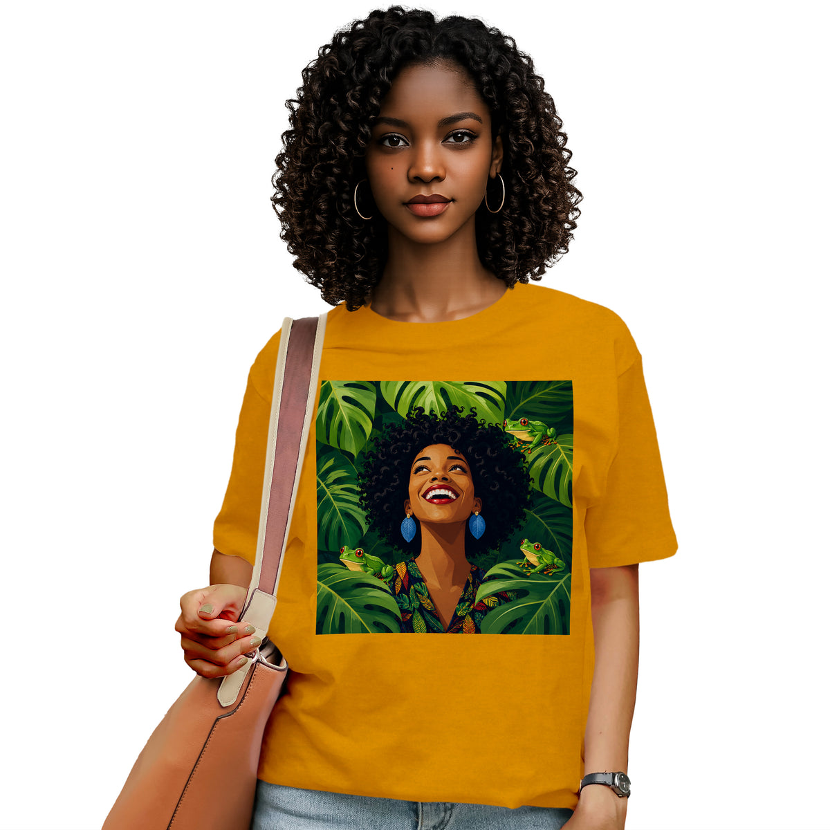 Tropical Frog Afro Queen T-Shirt
