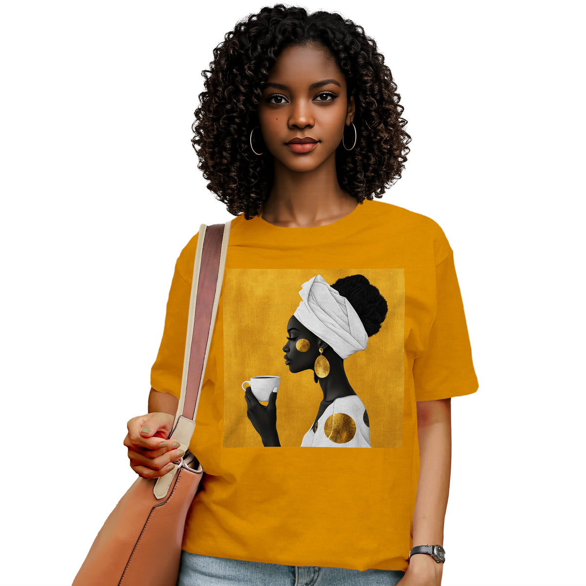 She Sips in Gold T-Shirt