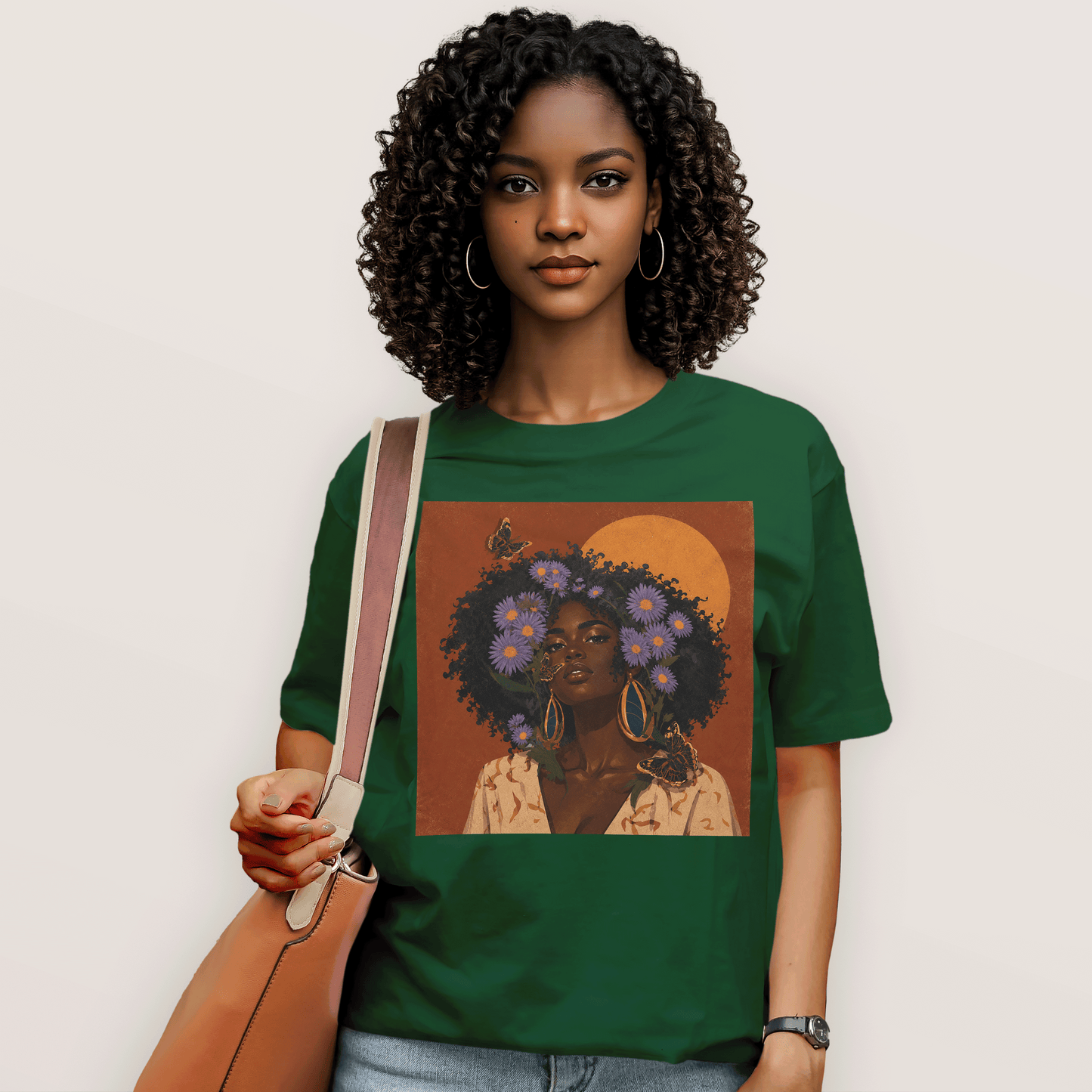 Aster Bloom Afro Goddess T-Shirt