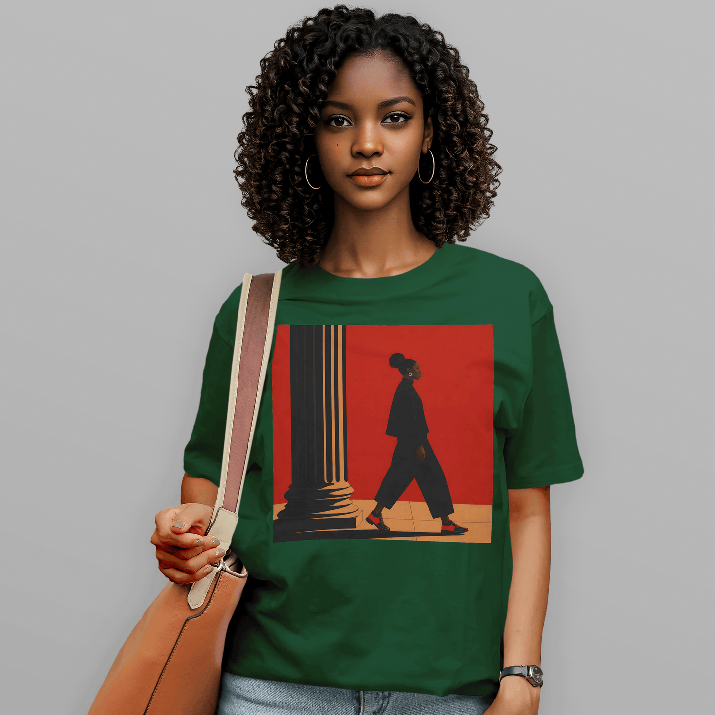 Afrocentric Black Girl Walking Melanin Travels Fashion T-Shirt