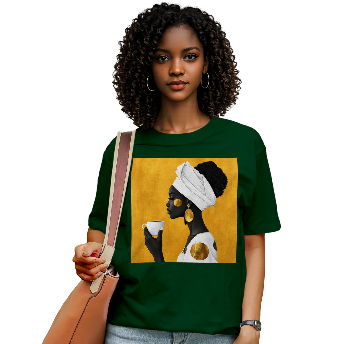 She Sips in Gold T-Shirt