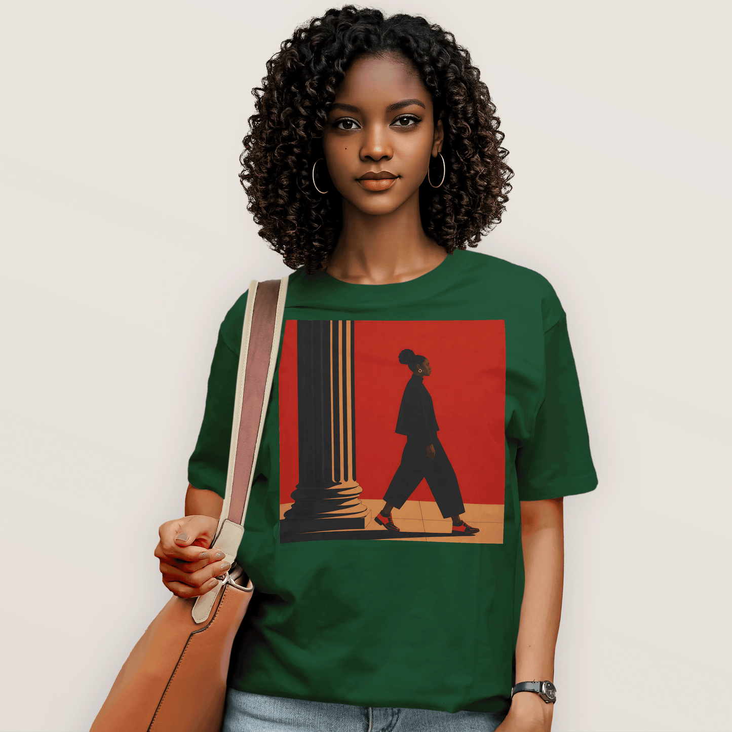 Afrocentric Black Girl Walking T-Shirt