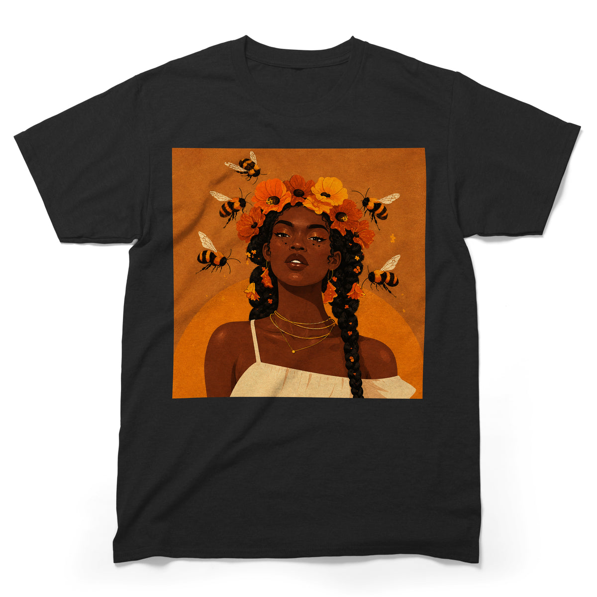 Honey Blossom Afro Goddess T-Shirt