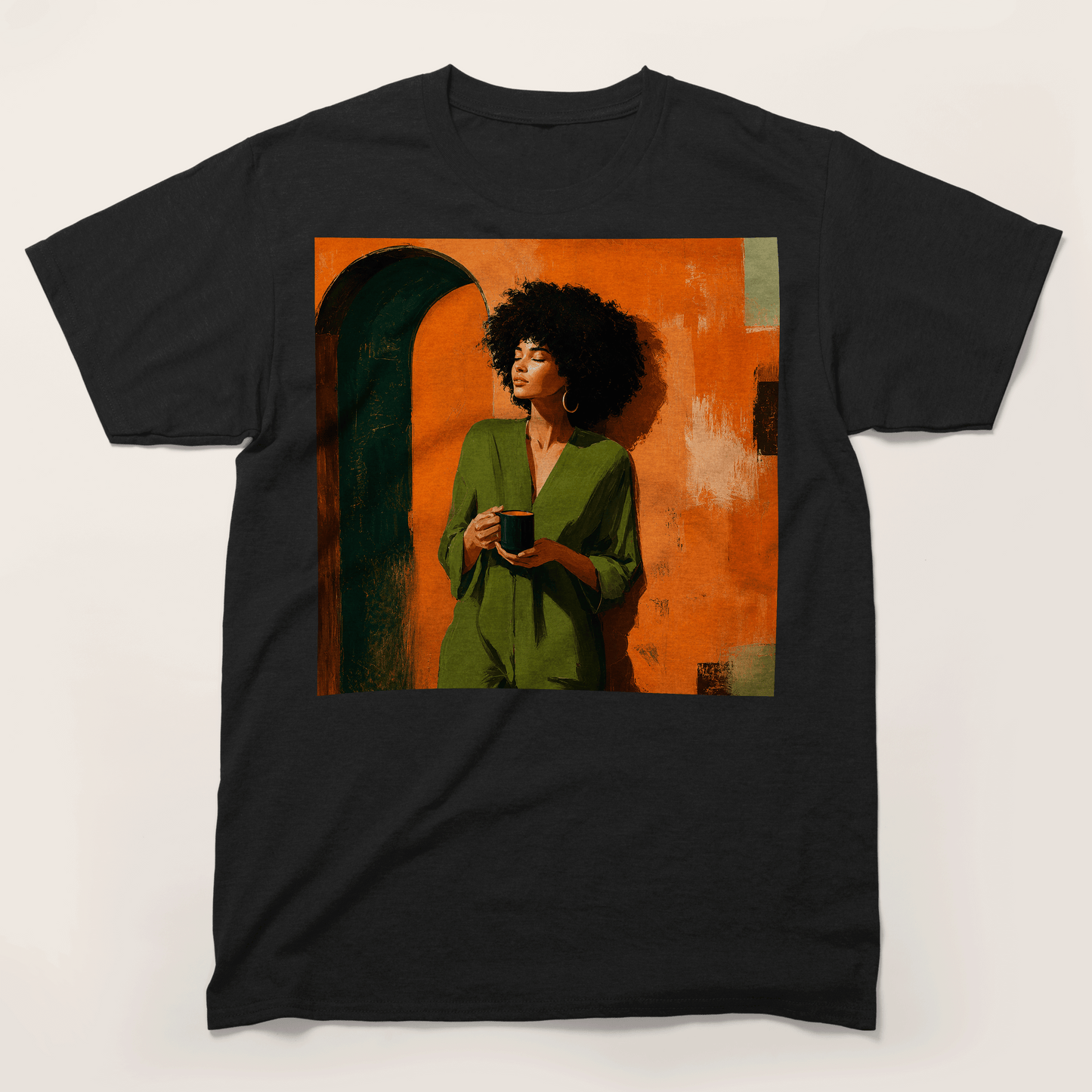 Black Woman Morning Coffee T-Shirt