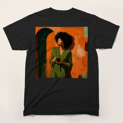 Black Woman Morning Coffee T-Shirt