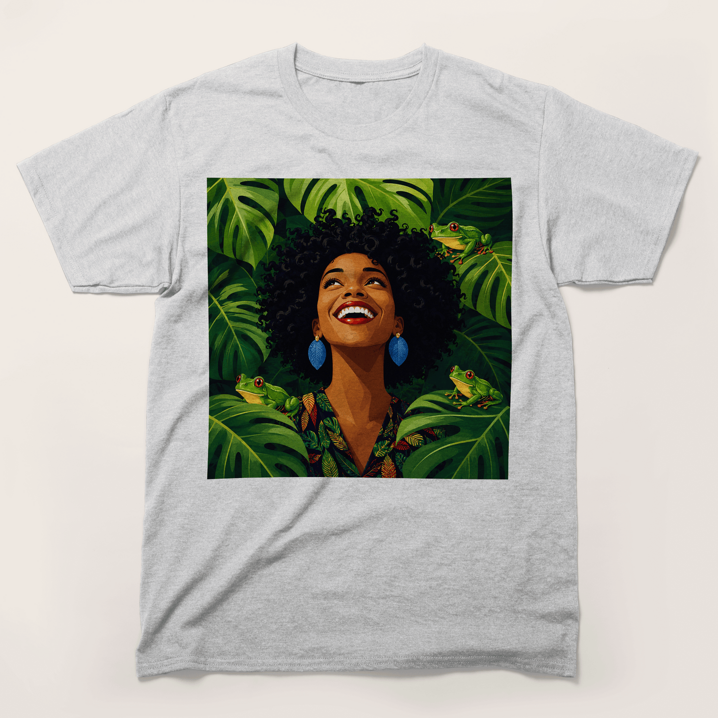 Tropical Frog Afro Queen T-Shirt
