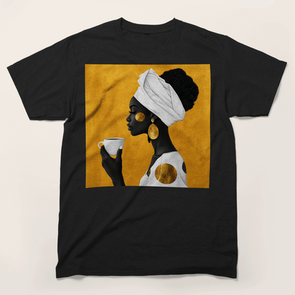 She Sips in Gold T-Shirt
