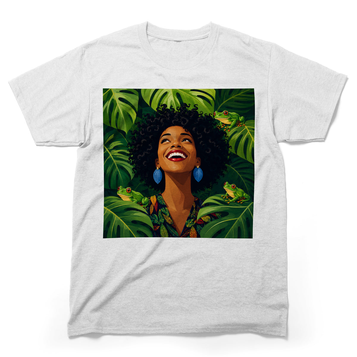 Tropical Frog Afro Queen T-Shirt