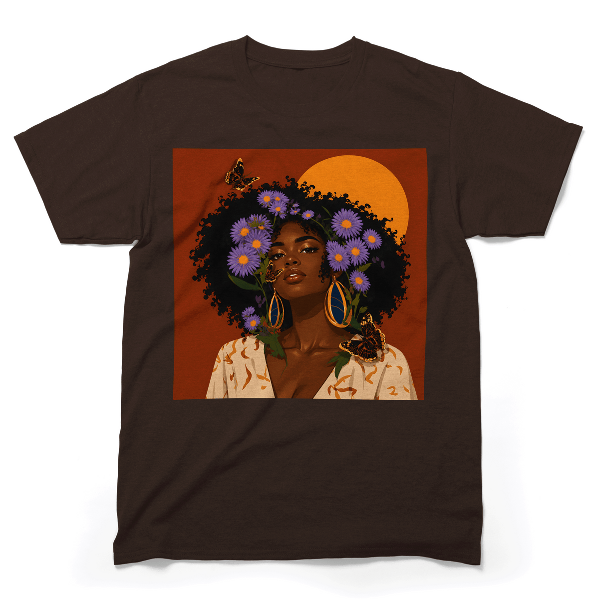 Aster Bloom Afro Goddess T-Shirt