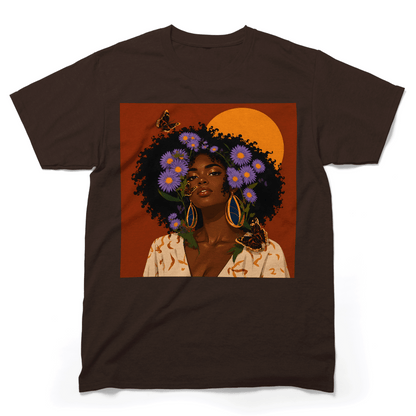 Aster Bloom Afro Goddess T-Shirt