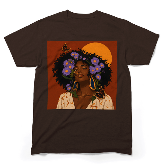 Aster Bloom Afro Goddess T-Shirt