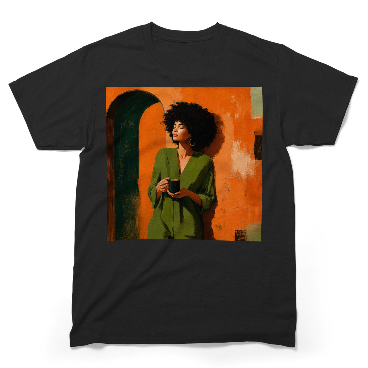 Black Woman Morning Coffee T-Shirt