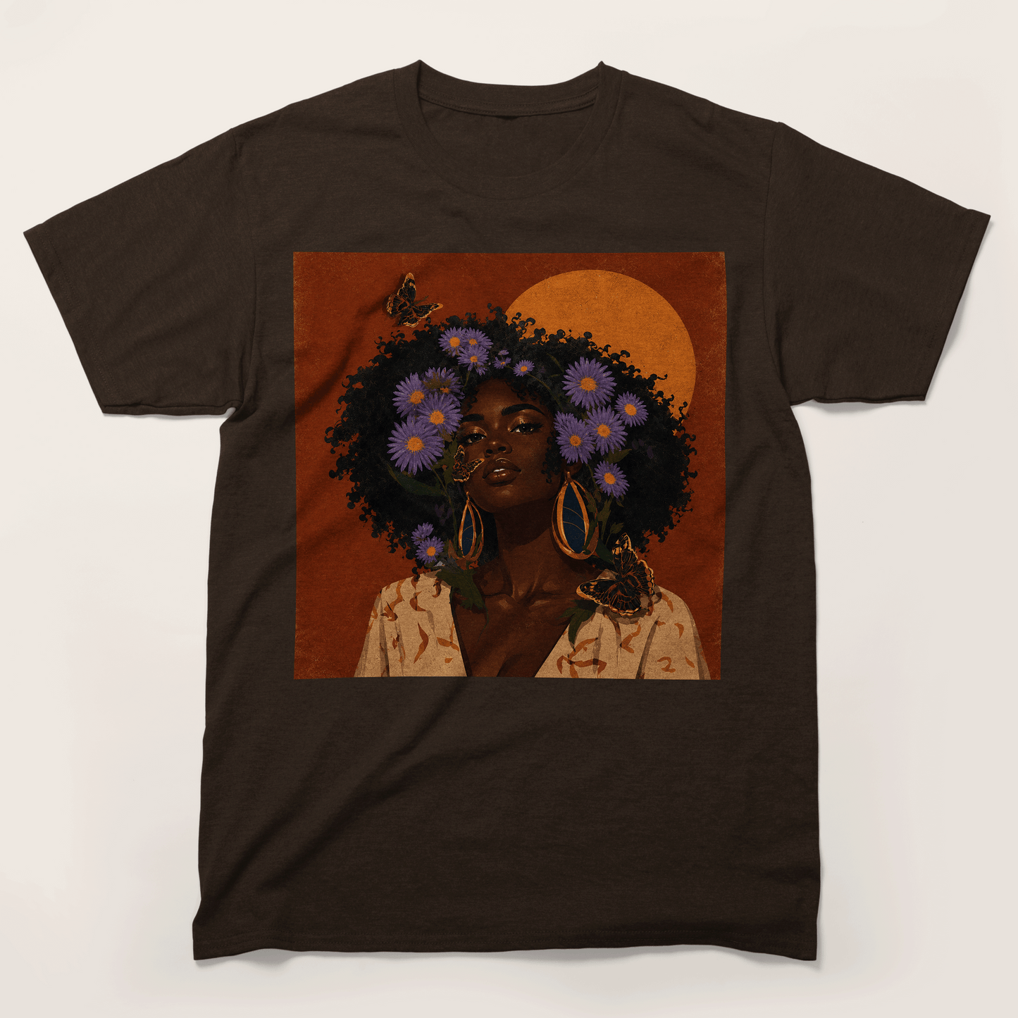 Aster Bloom Afro Goddess T-Shirt