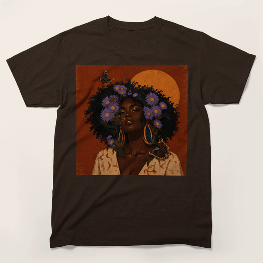 Aster Bloom Afro Goddess T-Shirt
