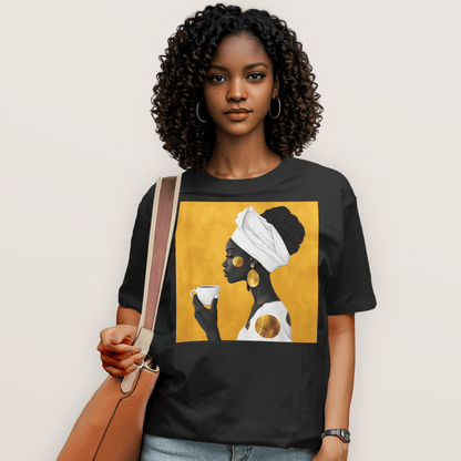 She Sips in Gold T-Shirt
