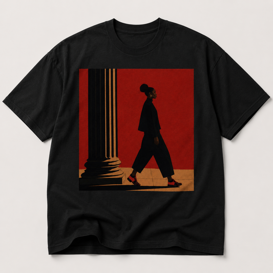 Afrocentric Black Girl Walking Melanin Travels Fashion T-Shirt