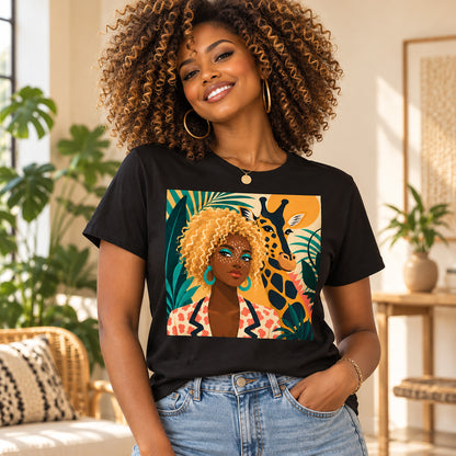 Boho Safari Giraffe Goddess T-Shirt
