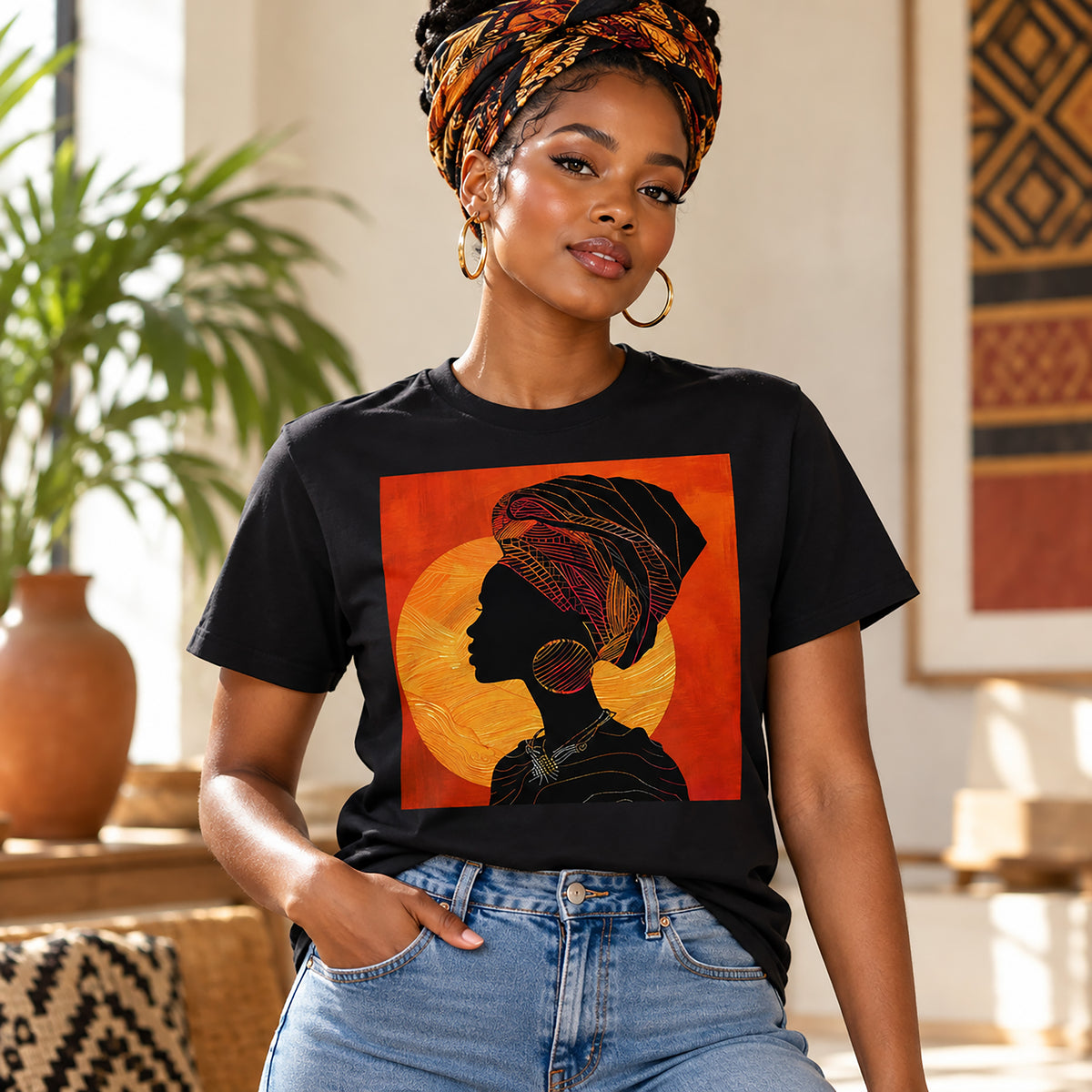 Sunset Silhouette African Queen T-Shirt