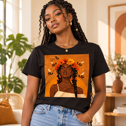 Honey Blossom Afro Goddess T-Shirt