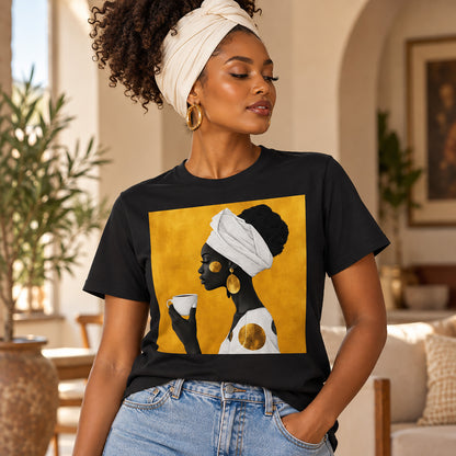 She Sips in Gold T-Shirt