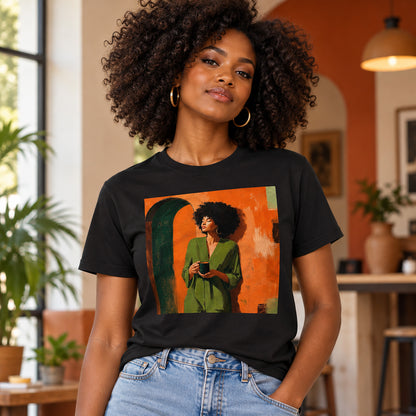 Black Woman Morning Coffee T-Shirt