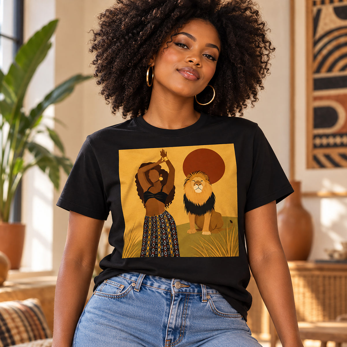African Queen and Lion Safari T-Shirt